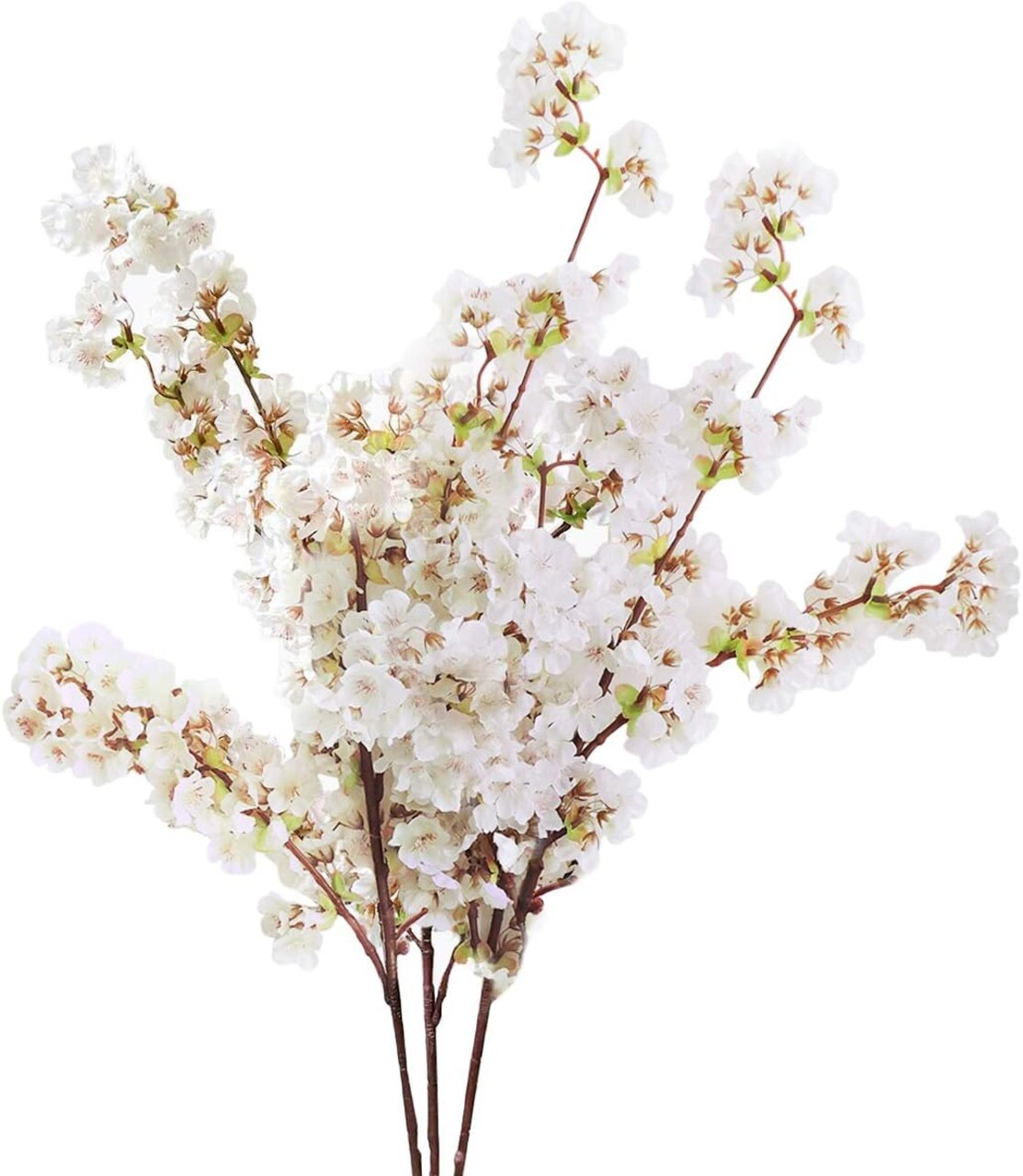 Set of 3 Silk Cherry Blossom Branches – Artificial Cherry Blossom Stems for Vase Arrangements, Faux Flowers for Wedding, Home, and Party Decor